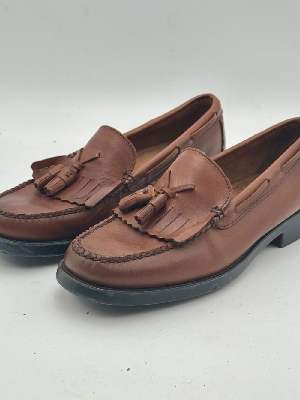 WEEJUNS GH Bass Marietta II Brown Penny Loafers 10M Leather Tassel Kiltie Shoes